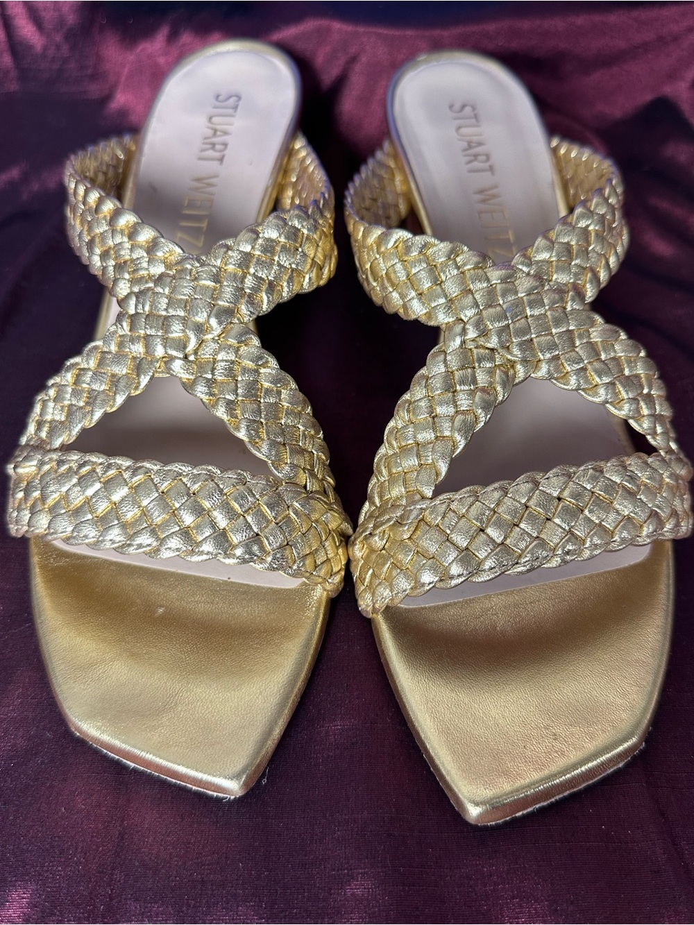 ✨ Gold Stuart Weitzman Rosie Braided Sandals Sz 10 ✨ - Picture 6 of 8